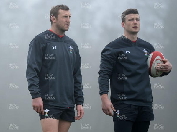 300118 - Wales Rugby Training - Hadleigh Parkes and Scott Williams during training