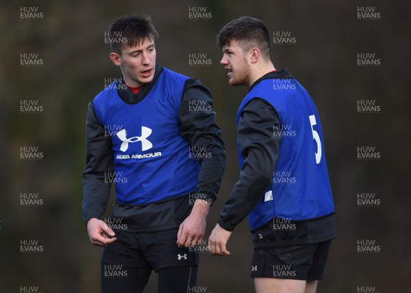 300118 - Wales Rugby Training - Josh Adams and Steff Evans during training