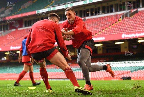 300120 - Wales Rugby Training - George North and Josh Adams (left) during training