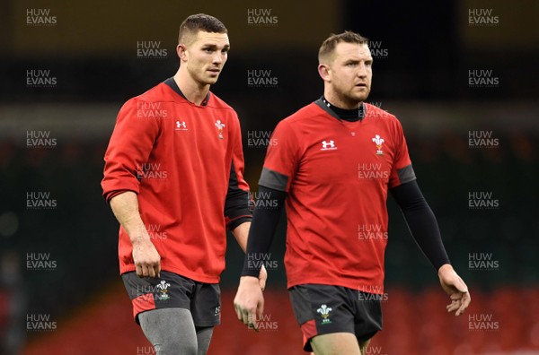 300120 - Wales Rugby Training - George North and Hadleigh Parkes during training