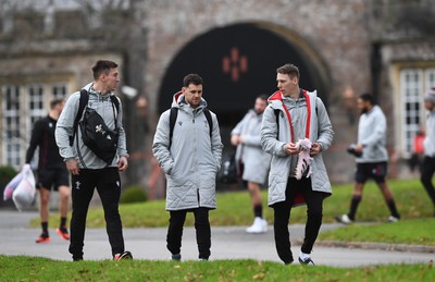 300123 - Wales Rugby Training - Josh Adams, Tomos Williams and Liam Williams during training