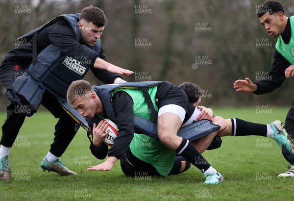 300124 - Wales Rugby Training in the week leading up to their 6 Nations game against Scotland - Cameron Winnett during training