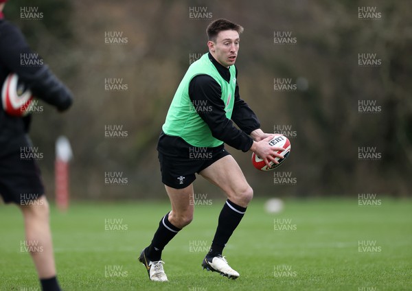 300124 - Wales Rugby Training in the week leading up to their 6 Nations game against Scotland - Josh Adams during training