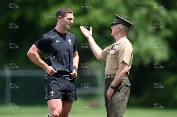 300518 - Wales Rugby Training - George North meets members of the United States Naval Academy