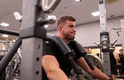 300625 - Wales Rugby Gym Session in Kitakyushu in the week leading up to their first test against Japan - Elliot Dee during training