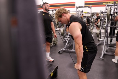 300625 - Wales Rugby Gym Session in Kitakyushu in the week leading up to their first test against Japan - Blair Murray during training