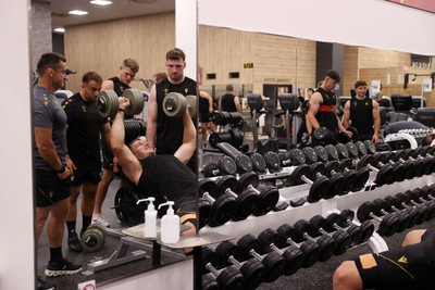 300625 - Wales Rugby Gym Session in Kitakyushu in the week leading up to their first test against Japan - Ben Carter during training