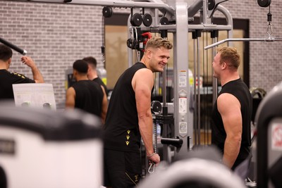 300625 - Wales Rugby Gym Session in Kitakyushu in the week leading up to their first test against Japan - Taine Plumtree during training