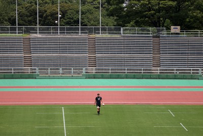300625 - Wales Rugby Training in Kitakyushu in the week leading up to their first test against Japan - Teddy Williams during training
