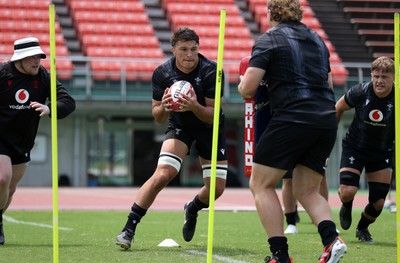 300625 - Wales Rugby Training in Kitakyushu in the week leading up to their first test against Japan - Teddy Williams during training