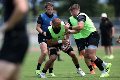 300625 - Wales Rugby Training in Kitakyushu in the week leading up to their first test against Japan - Josh Macleod during training