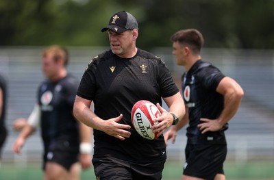 300625 - Wales Rugby Training in Kitakyushu in the week leading up to their first test against Japan - T Rhys Thomas, Assistant Forwards Coach during training