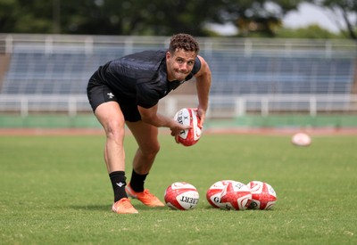 300625 - Wales Rugby Training in Kitakyushu in the week leading up to their first test against Japan - Kieran Hardy during training