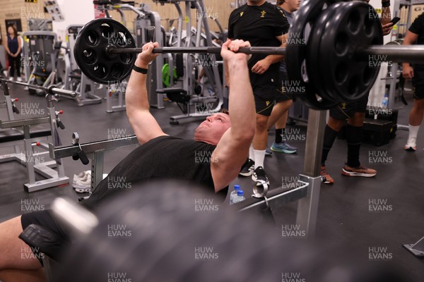 300625 - Wales Rugby Gym Session in Kitakyushu in the week leading up to their first test against Japan - Dewi Lake during training
