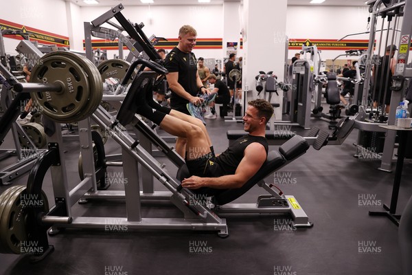 300625 - Wales Rugby Gym Session in Kitakyushu in the week leading up to their first test against Japan - Kieran Hardy during training
