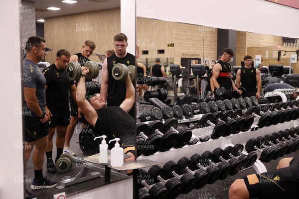 300625 - Wales Rugby Gym Session in Kitakyushu in the week leading up to their first test against Japan - Ben Carter during training