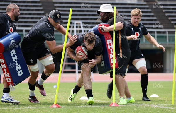 300625 - Wales Rugby Training in Kitakyushu in the week leading up to their first test against Japan - James Ratti during training