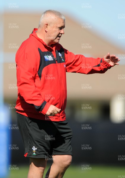 30.09.11 - Wales Rugby Training - Head coach Warren Gatland during training. 