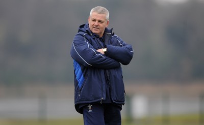31.01.11 - Wales Rugby Training - Wales head coach Warren Gatland during training. 
