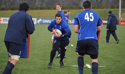 31.01.11 - Wales Rugby Training - Ryan Bevington in action during training. 