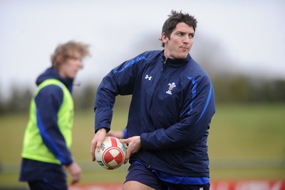 31.01.11 - Wales Rugby Training - James Hook in action during training. 