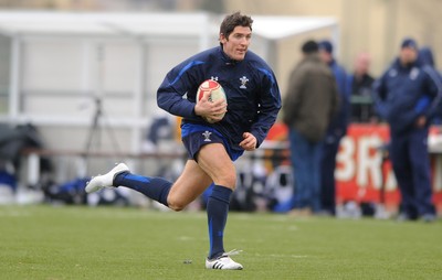31.01.11 - Wales Rugby Training - James Hook in action during training. 