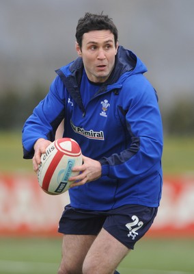 31.01.11 - Wales Rugby Training - Stephen Jones in action during training. 