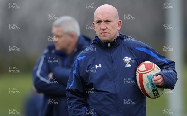 31.01.11 - Wales Rugby Training - Wales head coach Warren Gatland and his assistant coach Shaun Edwards during training. 
