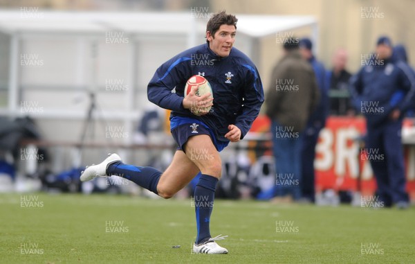 31.01.11 - Wales Rugby Training - James Hook in action during training. 
