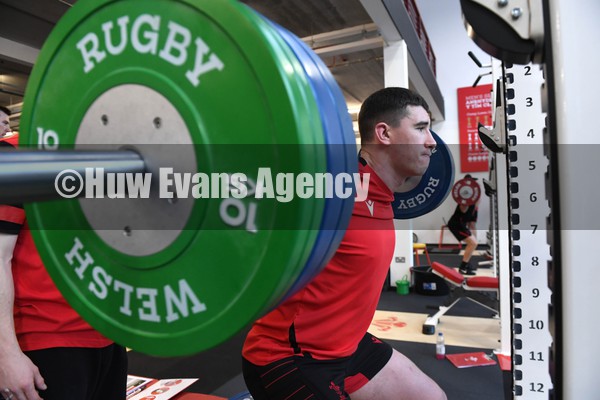 310122 - Wales Rugby Training - Seb Davies during a gym session