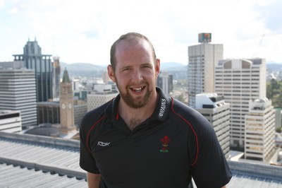 31.05.07  Wales rugby tour to Australia On top of the World...Ceri Jones celebrates the fact that he will start his first game for Wales 