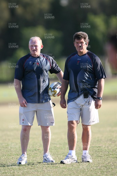 31.05.07  Wales rugby tour to Australia Neil Jenkins and Gareth Jenkins watch training in Brisbane 
