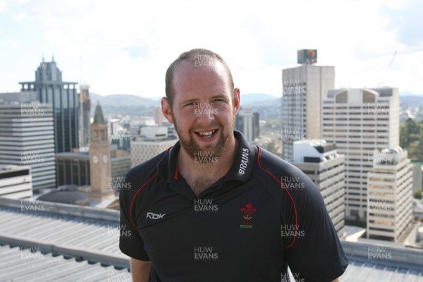 31.05.07  Wales rugby tour to Australia On top of the World...Ceri Jones celebrates the fact that he will start his first game for Wales 