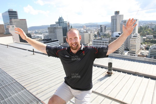 31.05.07  Wales rugby tour to Australia On top of the World...Ceri Jones celebrates the fact that he will start his first game for Wales 
