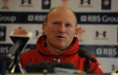 07.02.12 - Wales Rugby Media Interviews -.Wales kicking coach Neil Jenkins talks to reporters..