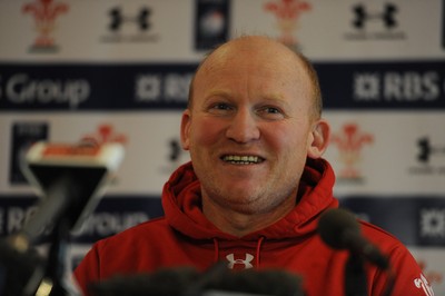 07.02.12 - Wales Rugby Media Interviews -.Wales kicking coach Neil Jenkins talks to reporters..