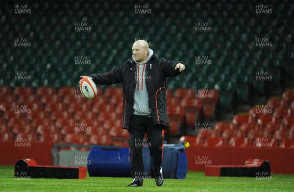 220113 - Wales Rugby Training -Wales skills coach Neil Jenkins during training