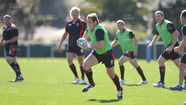 03.09.11 - Wales Rugby Training - Alun Wyn Jones during training. 