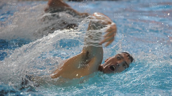 03.09.11 - Wales Rugby Pool Recovery Session - James Hook during a pool recovery session. 