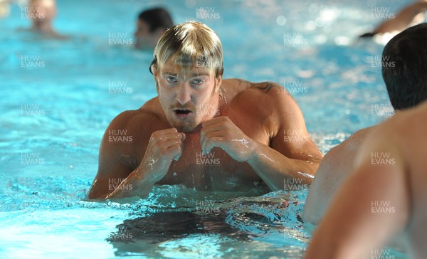 03.09.11 - Wales Rugby Pool Recovery Session - Andy Powell during a pool recovery session. 