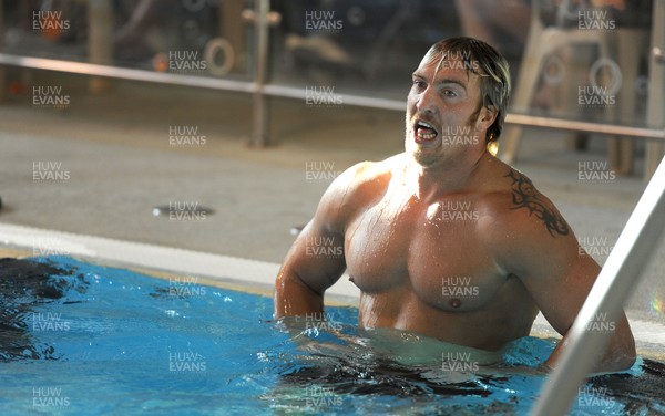 03.09.11 - Wales Rugby Pool Recovery Session - Andy Powell during a pool recovery session. 