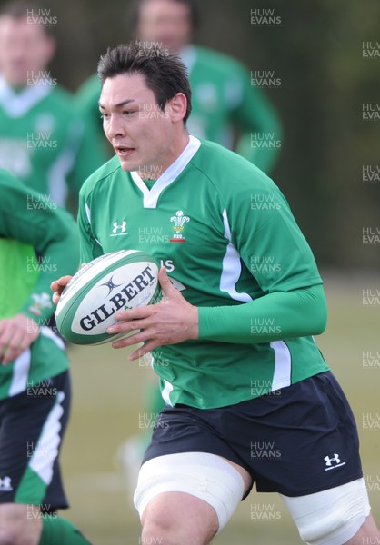 09.03.10 - Wales Rugby Training - Gareth Delve in action during training. 