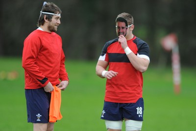 29.11.11 - Wales Rugby Training  Ryan Jones and Dan Lydiate wear masks with Shane Williams face on after he was named in the Wales team to play Australia, which will be his last game for his country before he retires from international rugby. 