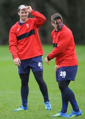 29.11.11 - Wales Rugby Training  George North and Scott Williams wear masks with Shane Williams face on after he was named in the Wales team to play Australia, which will be his last game for his country before he retires from international rugby. 