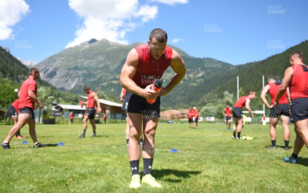 170719 - Wales Rugby World Cup Training Camp in Fiesch, Switzerland - Gareth Davies during training