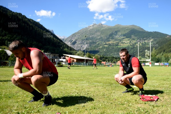 170719 - Wales Rugby World Cup Training Camp in Fiesch, Switzerland - Nicky Smith and Wyn Jones during training
