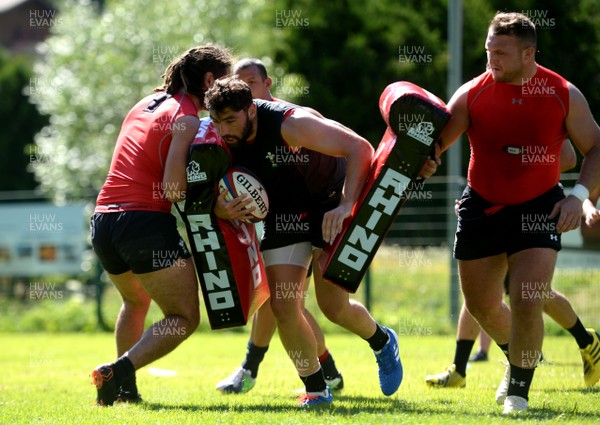 170719 - Wales Rugby World Cup Training Camp in Fiesch, Switzerland - Cory Hill during training
