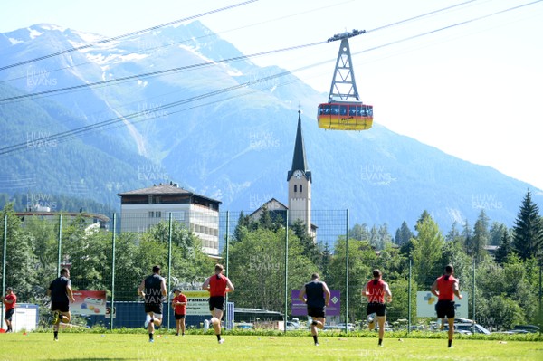 170719 - Wales Rugby World Cup Training Camp in Fiesch, Switzerland - A cable car during training