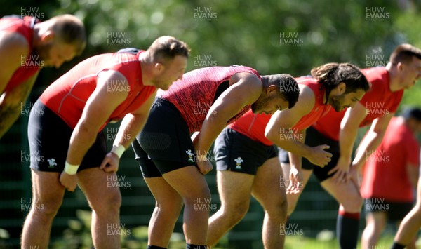 170719 - Wales Rugby World Cup Training Camp in Fiesch, Switzerland - Leon Brown during training