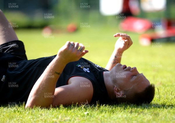 170719 - Wales Rugby World Cup Training Camp in Fiesch, Switzerland - James Davies during training